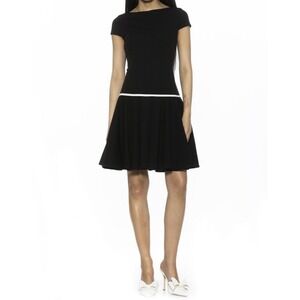Alexia Admore Aoife Boatneck, Drop Waist, Fit & Flare Dress in Black, Medium